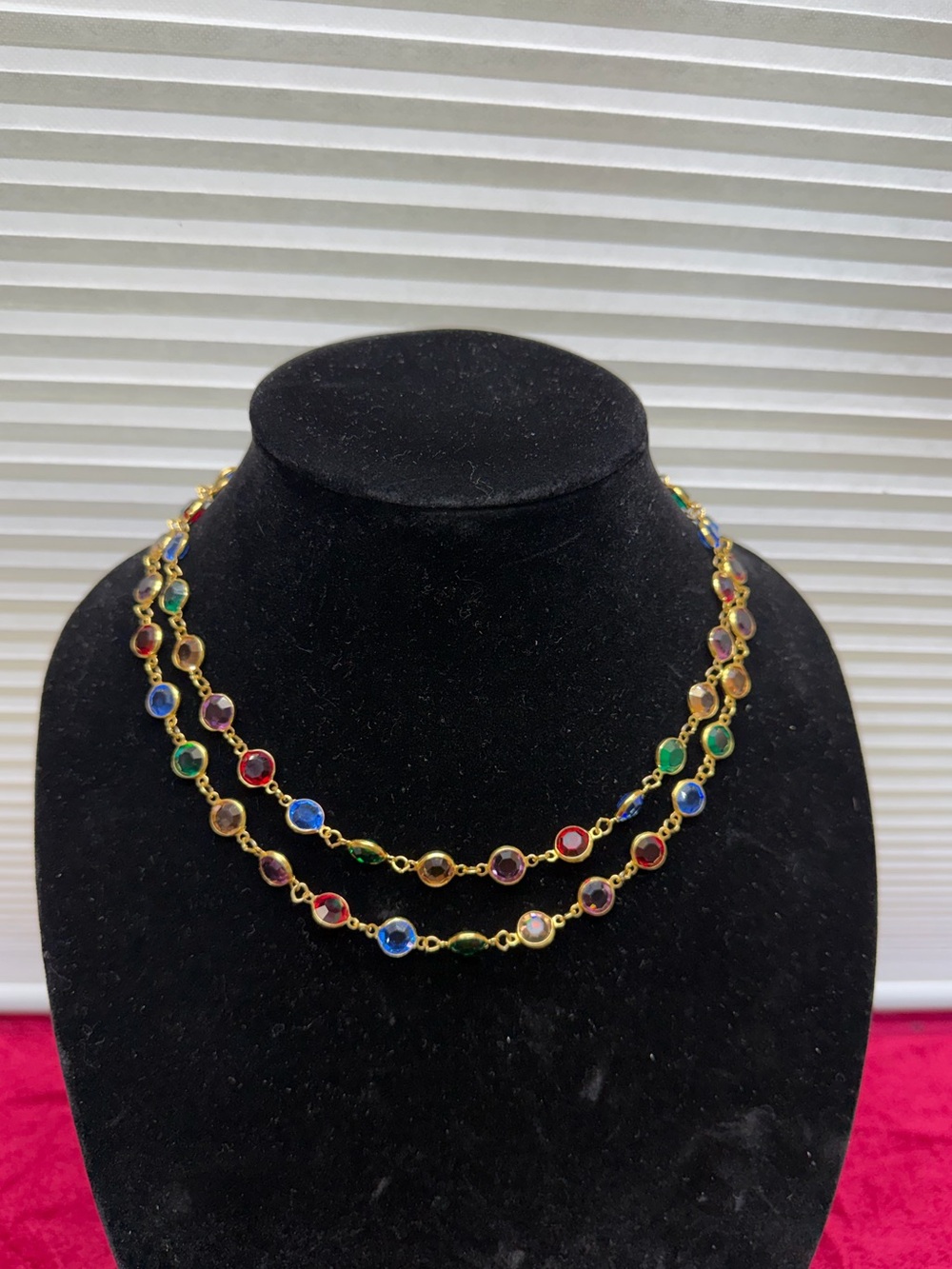 Vintage Swarovski Crystal Pastel Bezel Set Necklace